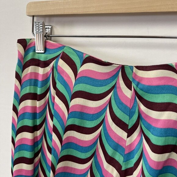 Zara Printed Flare Pants Size L Large Colorful Satin Low Rise - Picture 5 of 7